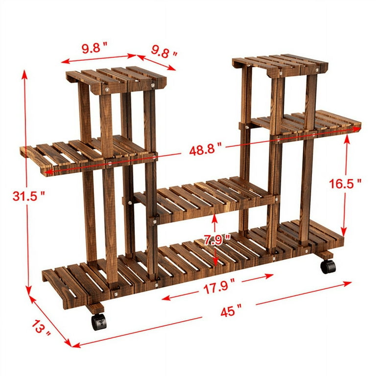 Yaheetech 4-Layer Rolling Wooden Flower Stand Flower Plant Display Stand Shelf Ladder Stand for Living Room Balcony Patio Yard Indoors & Outdoors Yaheetech 4-Layer Rolling Wooden Flower Stand Flower Plant Display Stand Shelf Ladder Stand for Living Room Balcony Patio Yard Indoors & Outdoors