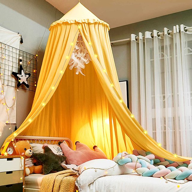 Lovvi Dosel de cama para niñas, volantes de ensueño para colgar en el techo, dosel de princesa, decoración de dormitorio, dosel suave, red de lectura, dosel extra grande para cama tamaño queen - verde