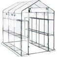thumbnail image 4 of Heavy Duty Walk-In Greenhouse Kit 85"x56"x77" – Transparent Weatherproof PE Cover with 8 Shelves & Mesh Windows, Portable Indoor Outdoor Plant Greenhouse for Gardening, Seed Starting, Backyard, 4 of 8