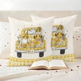 thumbnail image 3 of Honey Truck Pillow Covers 2 Pack Sweet Honey Bee Gnomes Floral Yellow Plaid Beige Pillowcase Waterproof Outdoor Throw Pillow Cover for Patio Garden Square Cushion 26”x26”, 3 of 9