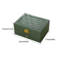 thumbnail image 3 of Transemion Portable Jewelry Waterproof Stain Box FauxLeather For Rings Leather Box Large Jewelry Box Organizer To bilayer green bilayer, 3 of 6