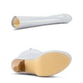 thumbnail image 4 of BLISSFUL STEP Bottes Hautes pour Femmes à Plateforme, Talons Blocs, Bout Rond, Fermeture Éclair, Argent 7, 4 of 6