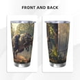 thumbnail image 3 of Fotbe Jungle Dinosaur Pattern 20 oz Tumbler Stainless Steel Vacuum Insulated Coffee Ice Cup Double Wall Travel Flask Leak-proof Coffee Cup-Straw Three-piece Set, 3 of 8