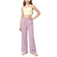 thumbnail image 5 of nerohusy Kids Wide Leg Pants Girls Elastic High Waisted Sports Pants Casual Solid Full Length Leg Pants with Pockets 12-13 Years, 5 of 8