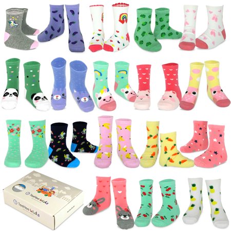 TeeHee Girls Toddler Kids Socks Cute and Fun Cotton Crew Socks 18 Pair ...