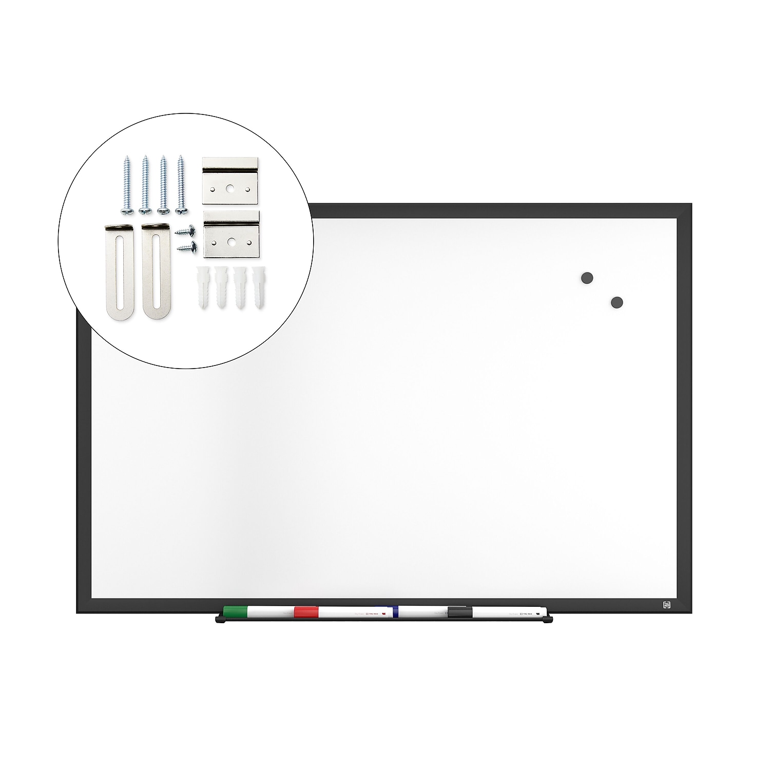 Staples TRU RED Magnetic Steel Dry Erase Board Black Frame 3' x 2' (TR61180)