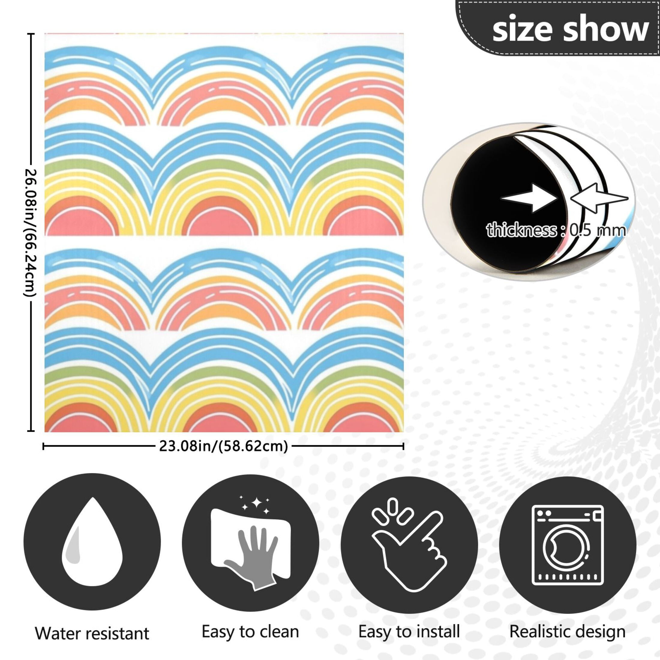 Dishwasher Magnetic Sticker 23x26 Inch Refrigerator Magnetic Sticker Washing Machine Magnetic Sticker Kitchen Panel Magnetic Sticker Home Decor Cute Cartoon Rainbow