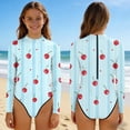 thumbnail image 2 of VBTAPA Girls Long Sleeve Swimsuit Cute Floral Print One Piece Bathing Suit Zipper UPF 50+ Rash Guard Swimwear Multicolor 9-10 Years, 2 of 8