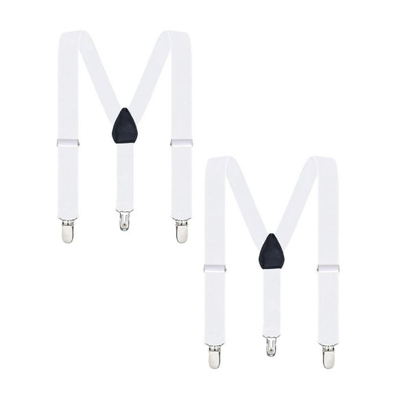 Buyless Fashion Adjustable 2 Pack Suspenders for Kids Toddlers Baby Elastic Solid Color 1 Inch - Y Back Design - 5102-2-White-22