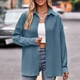 thumbnail image 4 of Plus Size Women's Button Down Shirt - Long Roll-Up Sleeve V-Neck Blouse, Oversized Casual Top for Work & Weekend,for Size S, 4 of 7