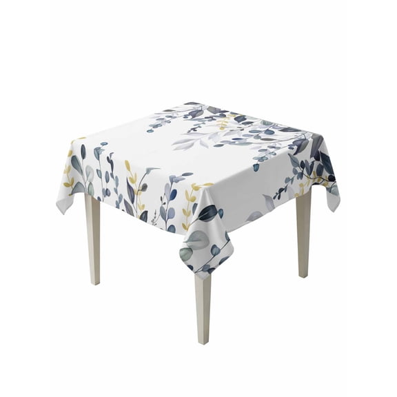Blue Grey Eucalyptus Suqare Tablecloth - 54 x 54 Inch, Watercolor Spring Weeping Botanical Waterproof & StainResistant Tablecloth, Washable Oil-proof Table Cover for Dining/Party/Wedding/Buffet