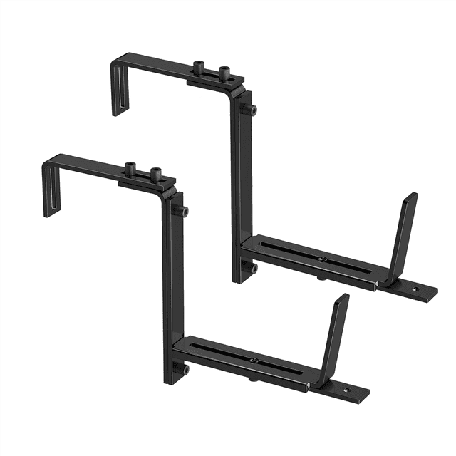 2PCS Adjustable Planter Box Brackets, Brackets for Window Boxes Planters Hanging Flower Box Holders, Heavy Duty Wall