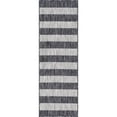 thumbnail image 1 of Unique Loom Outdoor Striped Collection Rug 2' x 6' Runner Gray/Black, 1 of 1