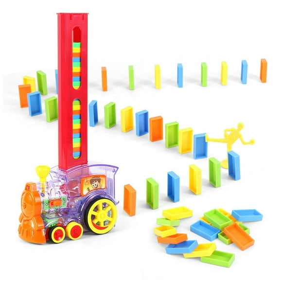 MesaSe 80PCS Dominoes Blocks Set Electric Train Game Automatic Car Model Toy Children Learning Building and Stacking Toy Toys