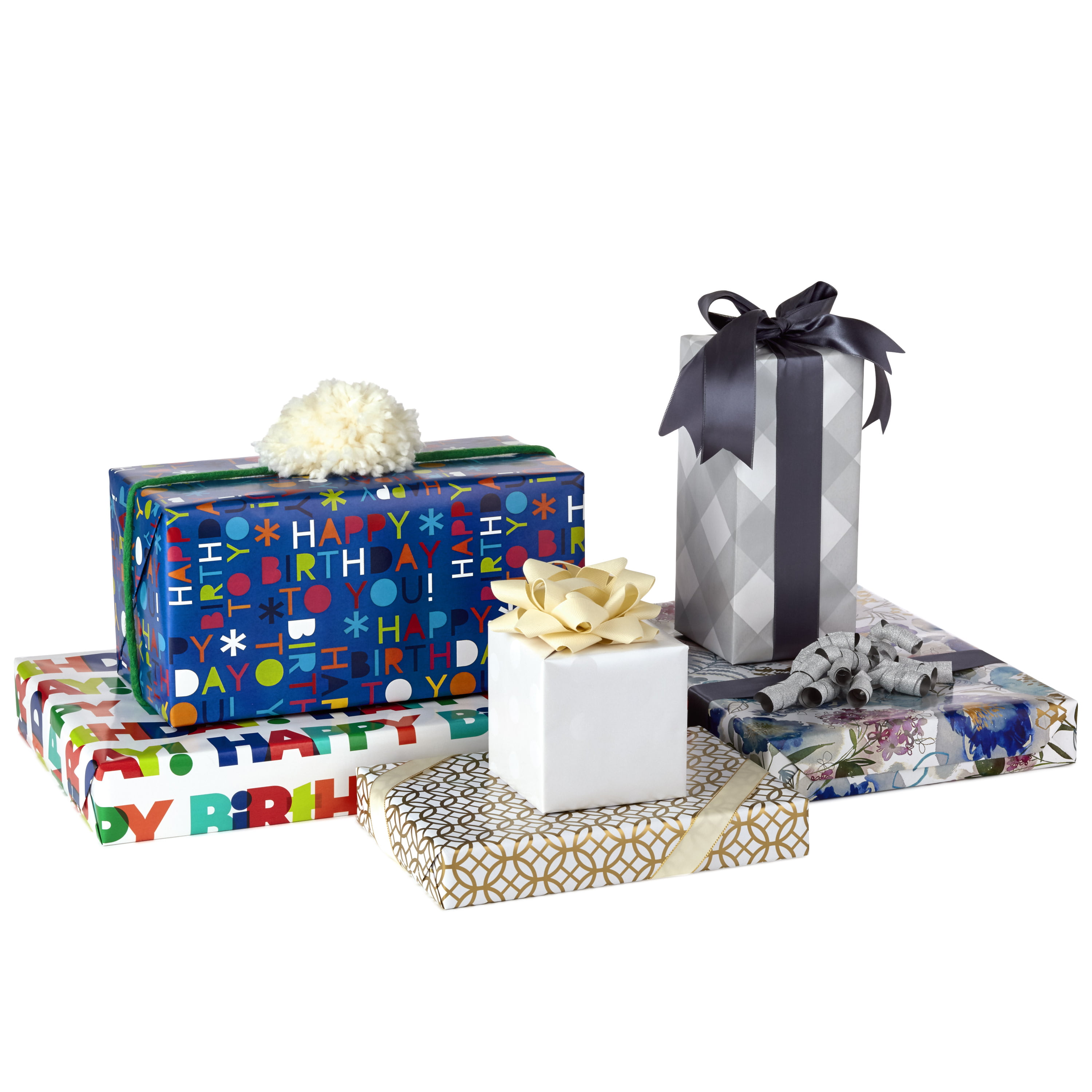 Packanewly Birthday Wrapping Paper Set with Cutline on Reverse(4
