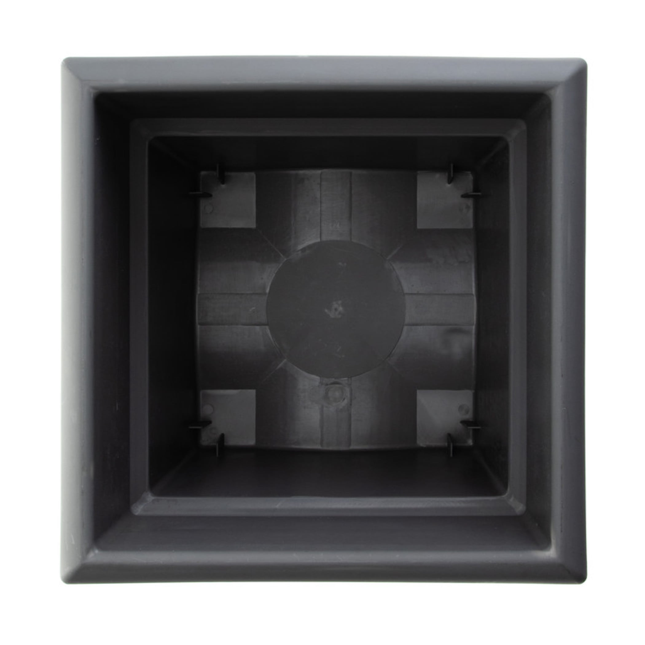 Bloem Veranda 18" Square Box Plastic Planter - UV-Resistant, Indoor/Outdoor, Charcoal