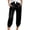 Black, variant on felwors Women's Satin Capri Joggers High Rise Cropped Lounge Pants with Elastic Cuffs Pockets（Dark Blue， L）