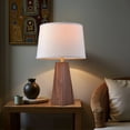 thumbnail image 7 of 26" Modern Wood Table Lamp With Oatmeal Linen Shade, Brown Wood Base, E26 Socket, ON/OFF Switch, Aesthetic, Minimalist Bedside Accent Lamp(Bulbs Not Included), 7 of 7