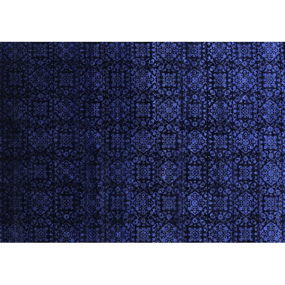 Ahgly Company Indoor Rectangle Abstract Blue Contemporary Area Rugs, 7' x 10'