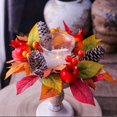 thumbnail image 5 of RBCKVXZ 12" Christmas Candle Rings Wreaths Berries & Pinecone Candle Rings Artificial Norfolk Pine Candle Holder for Winter Home Kitchen Table Centerpiece, 5 of 7