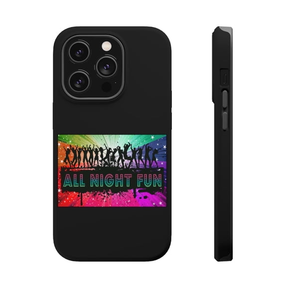 DistinctInk Tough Case for Apple iPhone 15 PRO (6.1" Screen), Compatible with MagSafe Charging - All Night Fun