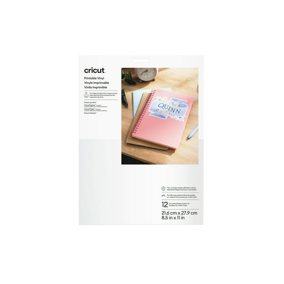 Cricut® Printable Vinyl - US Letter (12 ct), 8.5" x 11",White