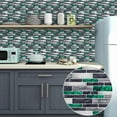thumbnail image 5 of 16Pcs/Set Tile Stickers Waterproof Kitchen Backsplash 8"x8" Marbling Mosaic Green Gray Wall Decals DIY Decor, 5 of 7