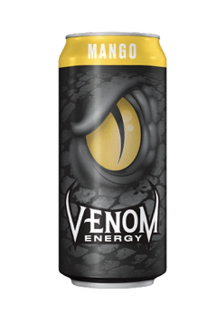 Venom Energy Drink Variety Mix – 4 Pack (Mango, Fruit Punch, Black Cherry/Mamba) – 16 fl oz Cans