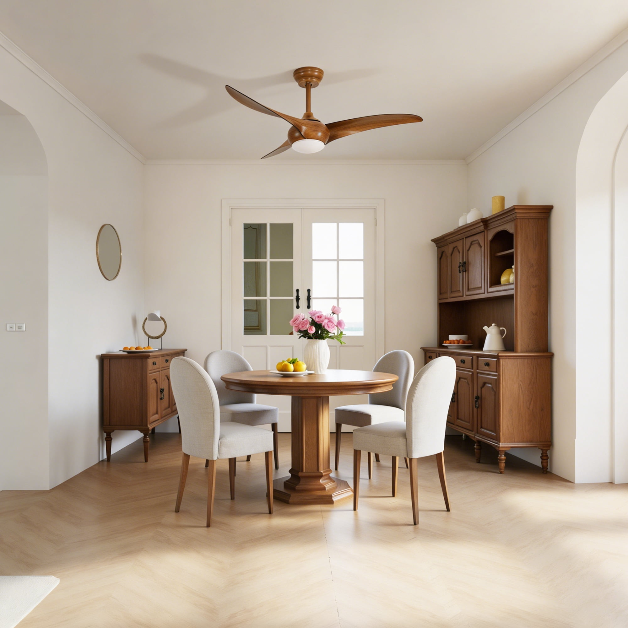 Ceiling Fan with Light, 52 Inch ABS Blade Quiet LED Fan for Home Indoor Room, Wood