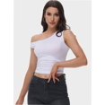 thumbnail image 5 of Women’s One-Shoulder Ruched Crop Top - Casual Off-Shoulder Twist Strap Summer Tank Top, Going Out Shirt, 5 of 6