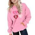 thumbnail image 4 of Atogsazn Kids Girls Valentines Day Hoodies Children Casual Hearts Long Sleeve Pullover Sweatshirt Fleece Outfit Outerwear Tops 07-Pink 7-8 Years Fashion, 4 of 5