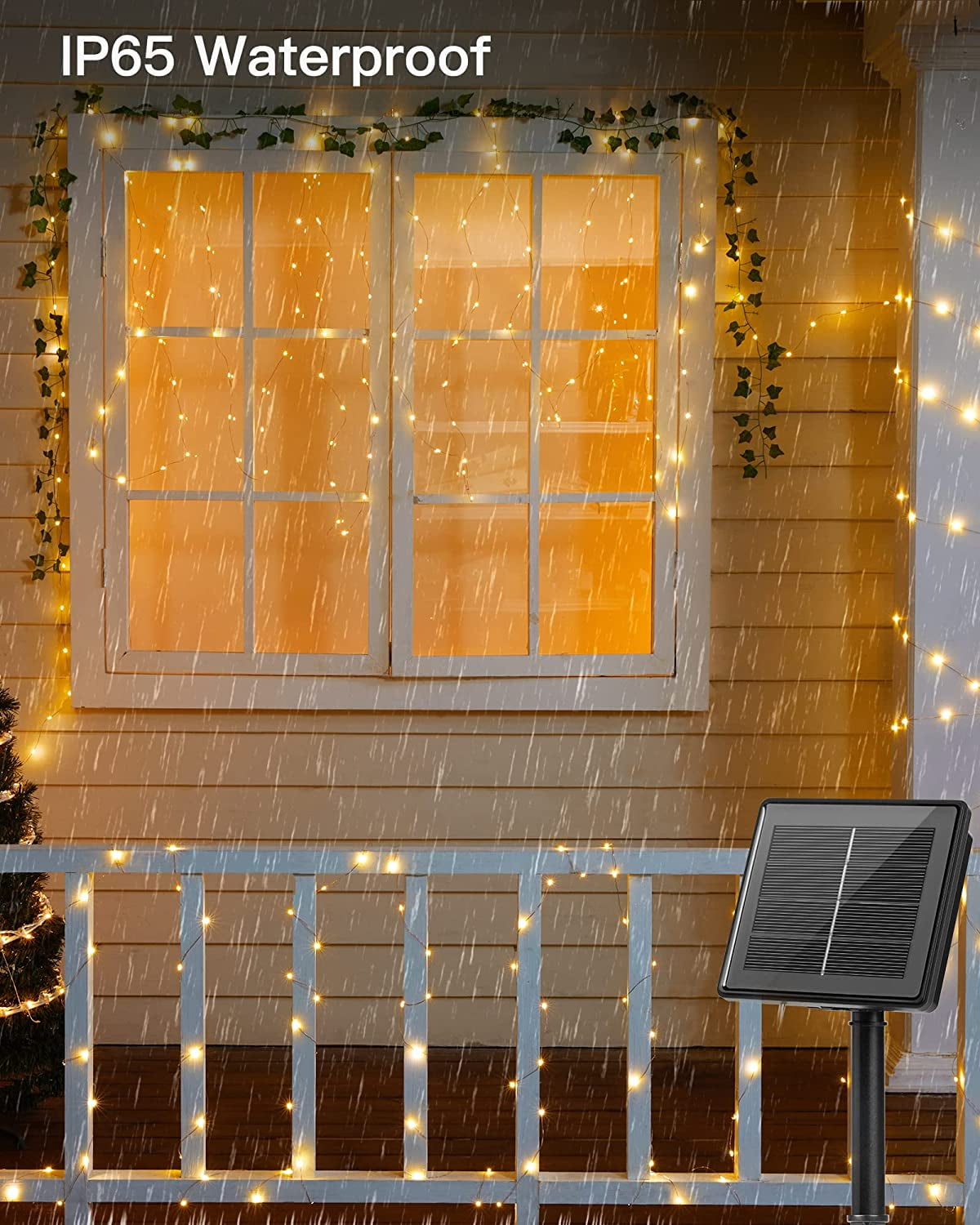 4 Pack Christmas Solar String Lights Outdoor, Total 184FT 520LED, Juhefa IP65 Waterproof Twinkle Fairy Lights for Xmas Tree, Party, Wedding, Yard, Fence Decor (Warm White)