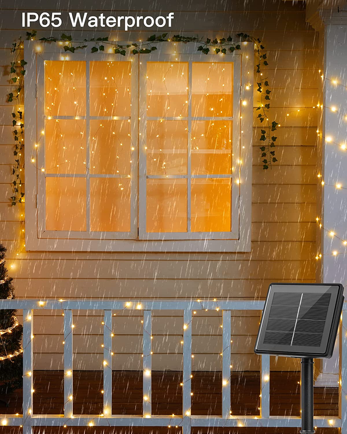 Juhefa 4-Pack Solar String Lights, 184 Ft, 520 LED, Warm White photo 6
