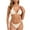Beige, variant on ZZwxWA Women's Bikini Set - Two Piece Ribbed Halter Bikini Top with Bottom Swimwear Tie Side Textured Womens Summer Swimsuit