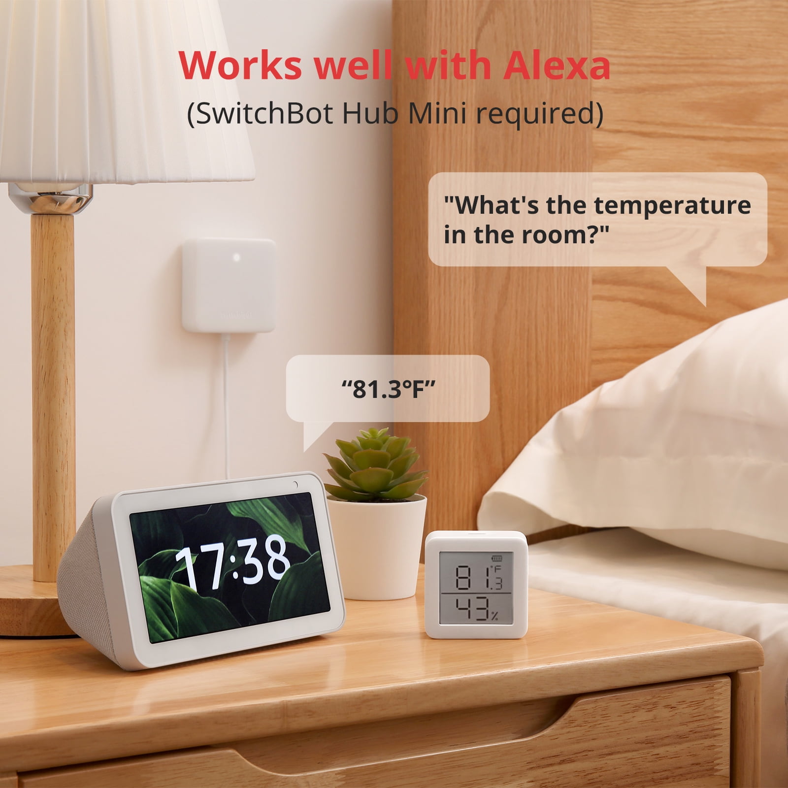 SwitchBot Thermometer Hygrometer, Smart Bluetooth Temperature Humidity Sensor, 2.1" LCD Display, White, 4pcs