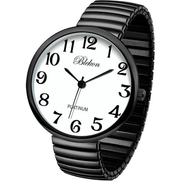 Blekon Collections Women's Super Large Face Stretch Band Watch, Japanese Movement PC21J, Adults