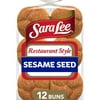 Sara Lee Restaurant Style Gourmet Sesame Seed Hamburger Buns, 12 count, White Hamburger Buns, 31.5 oz Bag