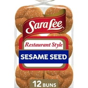Sara Lee Restaurant Style Gourmet Sesame Seed Hamburger Buns, 12 count, White Hamburger Buns, 31.5 oz Bag