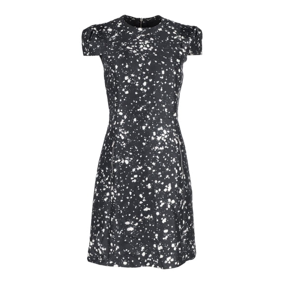 Pre-Owned Michael Kors Short Sleeve Printed Dress in Black Cotton