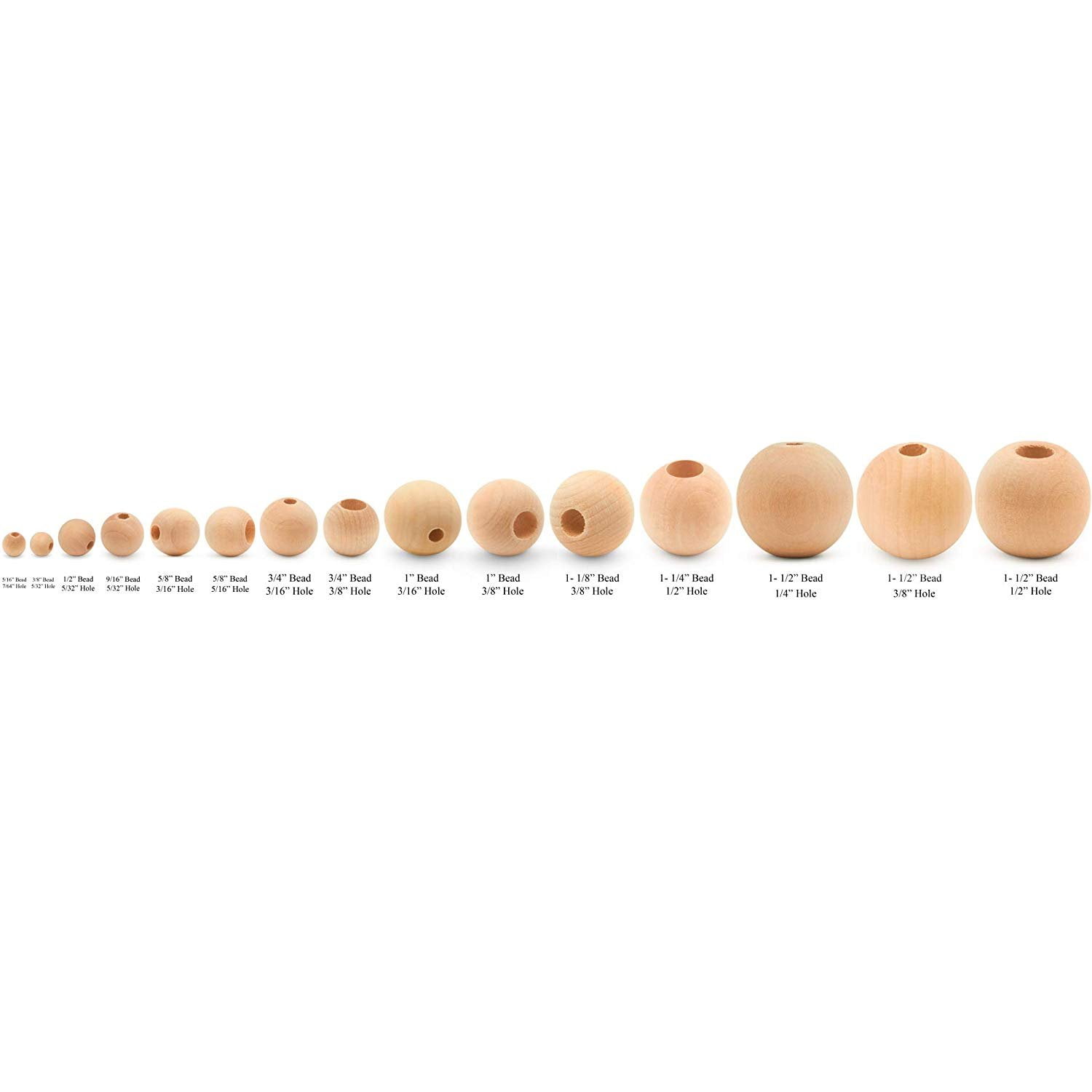 1 Inch x 3//8 Inch Hole Pack of 100 Unfinished Wooden Bead Supplies Easily Threads Wooden Beads Smooth Natural Finish Paint and Stain by Woodpeckers 25mm
