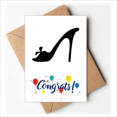 thumbnail image 1 of Black High Heels Flower Outline Pattern Wedding Cards Congratulations Greeting Envelopes, 1 of 3