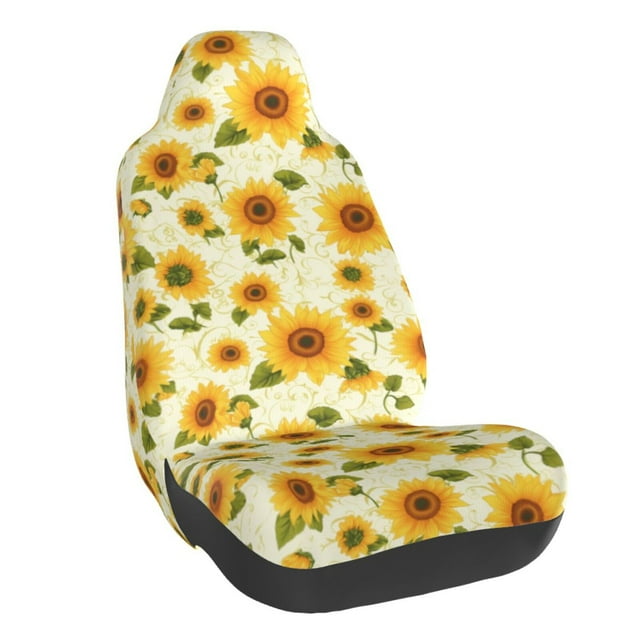 Wukai European-style Pattern Sunflower Full Set Car Seat Covers with Soft Padding Universal Auto Front Seats Protector and Cushion Mat
