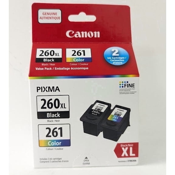 Canon PG-260XL CL-261 Ink Cartridges, Black, Color, 2-Pack (Sold Without Manufacturer Warranty)