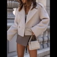 thumbnail image 4 of Abrigo Corto de Mezcla de Lana para Mujer, con Cuello de Solapa, para Oficina, Invierno, Gabardina. Albaricoque M, 4 of 8