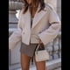 thumbnail image 4 of Abrigo Corto de Mezcla de Lana para Mujer, con Cuello de Solapa, para Oficina, Invierno, Gabardina. Albaricoque XL, 4 of 8