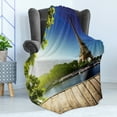 thumbnail image 4 of Paris Soft Flannel Fleece Blanket, Eiffel Tower France European Design Seine River Wooden Jets Photo Paris Traveling, Cozy Plush for Indoor and Outdoor Use, 50" x 60", Green and Blue, by Ambesonne, 4 of 5