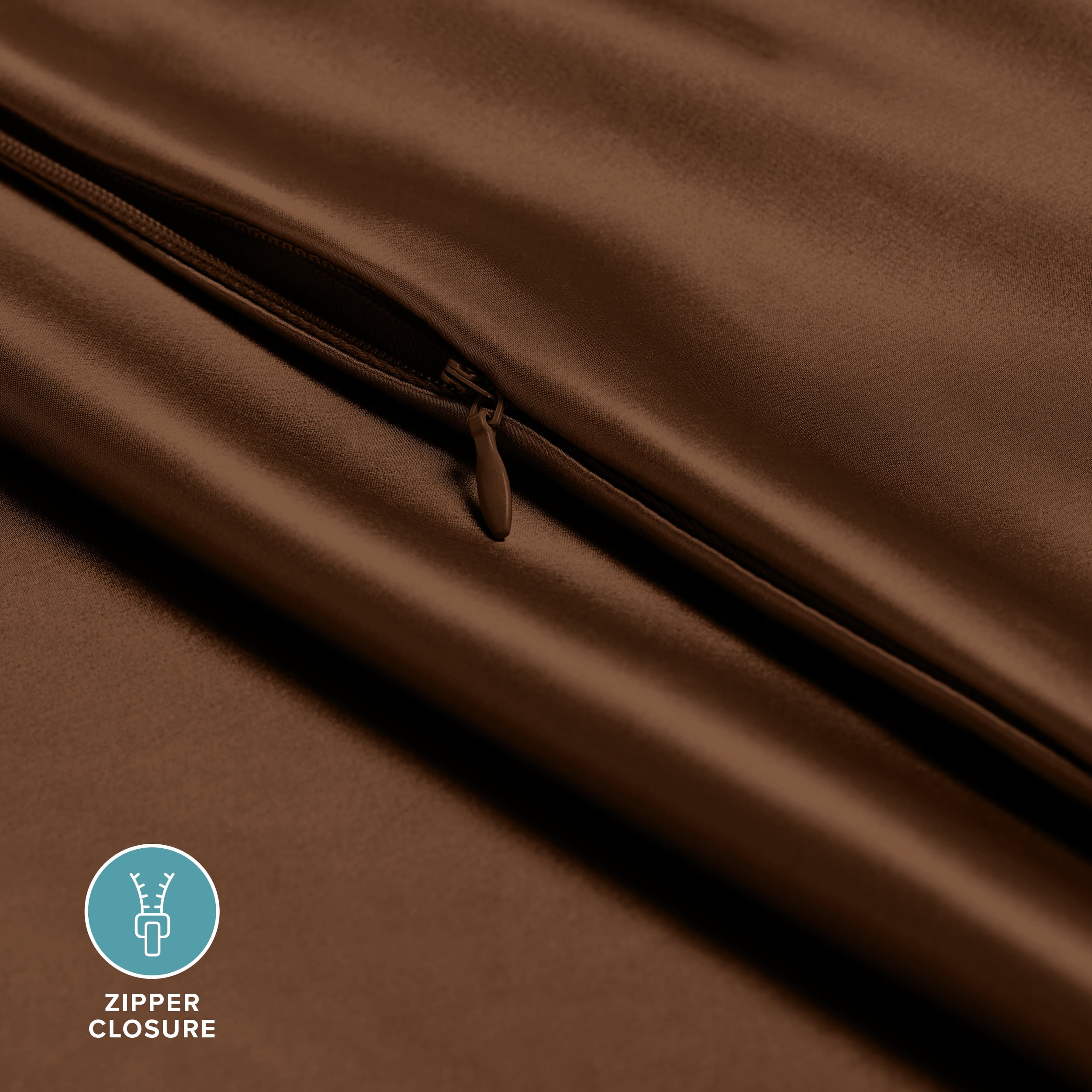 Bare Home 100% Mulberry Silk Zipper Pillowcase - Perfect for Hair and Skin - Premium 6A Grade, 19 Momme Silk - King, Cocoa