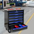 thumbnail image 2 of 6 DRAWERS MULTIFUNCTIONAL TOOL CART WITH WHEELS-BLACK+BLUE, 2 of 13
