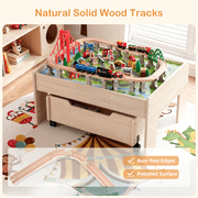 Redsmile Train Table with Electric Train,101 Pieces Wooden Train Set,3-in-1 Multicolor Kids Activity Table with Rolling Storage Drawer for Gaming, Drawing, Reading,Creative Toy Gift for Boys Girls