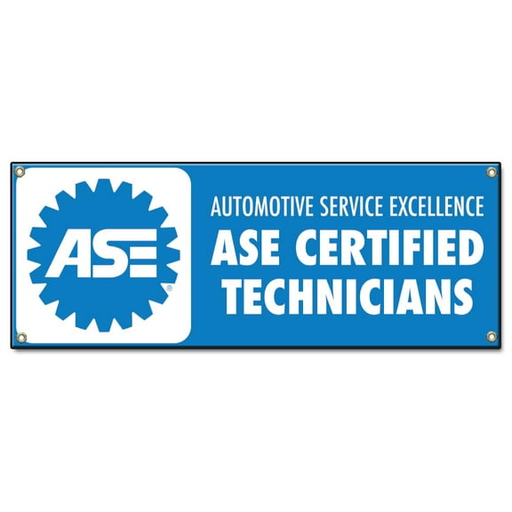 ASE Certified Technicians | 48" X 120" Banner | Heavy Duty 13oz. Outdoor Vinyl Single Sided With Grommets | Made in The USA